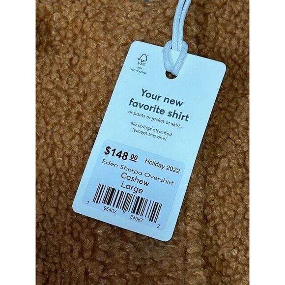 Marine Layer Eden Sherpa Overshirt Button Front Teddy Shacket Cashew Large NWT - Picture 5 of 10
